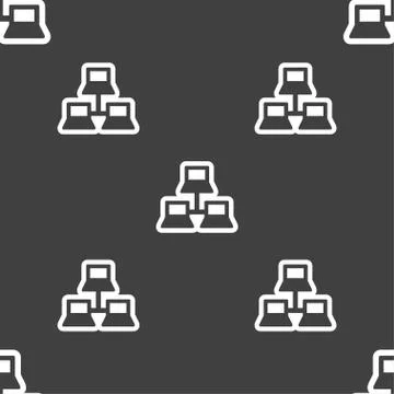 Local area network icon sign. Seamless pattern on a gray background. Stock Illustration
