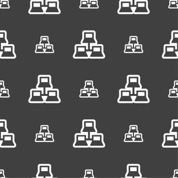 Local area network icon sign. Seamless pattern on a gray background. Ilustración de archivo