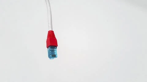 Local area network or LAN cable with red boot cover modular Stock Photos