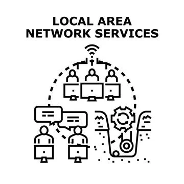 Local area network services computing infrastructure Stock Illustration