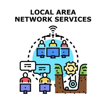 Local area network services computing infrastructure Stock Illustration
