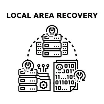 Local area recovery data cybersecurity illustration Stock Illustration