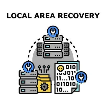 Local area recovery data cybersecurity illustration Stock Illustration