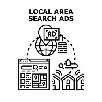 Local area search ads concept illustration Stock Illustration