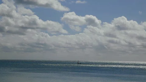 Local boat on ocean Stock Footage 48048399