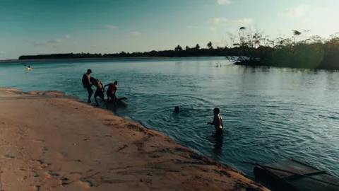 Local boys in the river in Brazil Stock Footage 308656705