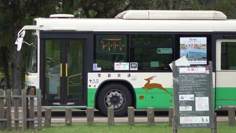Local Bus With Deer Logo in Nara, Japan Stock Footage 264538922