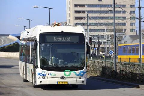 Local bus of EBS in RRReis formula at bus station of Zwolle Stock Photos