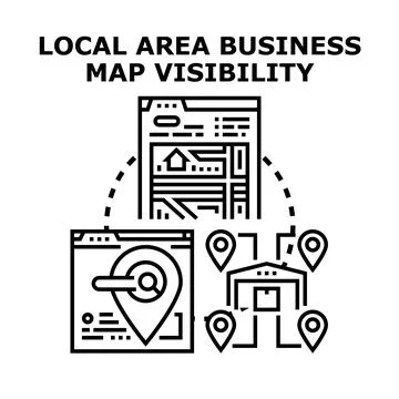 Local business map visibility online search strategy Stockillustratie