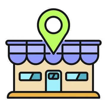 Local business store building with map pin location Stock Illustration