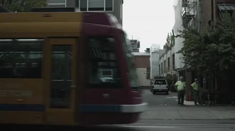 Local City Train Passing Stock Footage 68151785