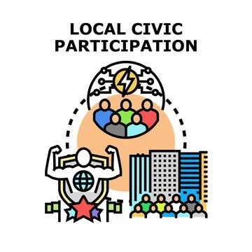 Local civic participation creating community power and engagement Stock Illustration