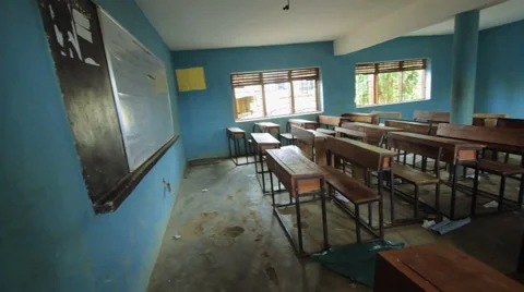 Local Classroom, A pan across a local empty classroom Stock Footage 53806463