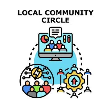 Local community building collaboration network technology concept Stock Illustration