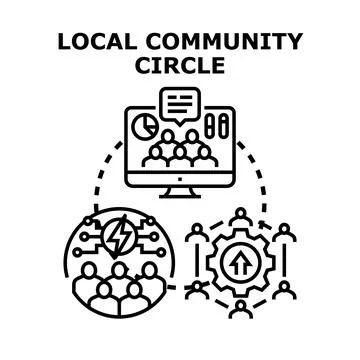Local community building collaboration network technology concept Stock Illustration