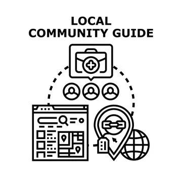 Local community guide for business support and information finding Ilustración de archivo