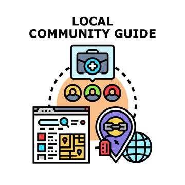 Local community guide for business support and information finding Ilustración de archivo