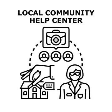Local community support center assisting citizens with services Stock Illustration