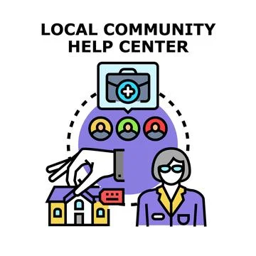 Local community support center assisting citizens with services 库存插图