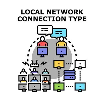 Local computer network connection type concept vector Stock Illustration