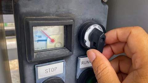 Local control switch used to operate and control machinery within an indust.. Stock Photos
