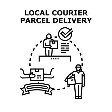 Local courier delivering parcel for fast shipping service Stockillustratie
