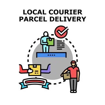 Local courier delivering parcel for fast shipping service Stock Illustration