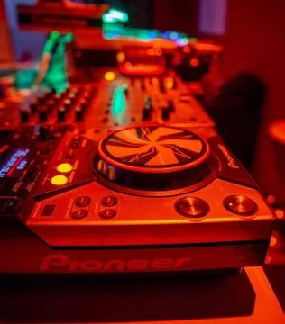 A local dance DJ console Stock Photos