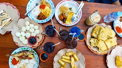 Local delicacies and beverages of Java, Indonesia, from a well-known village. Stock Photos