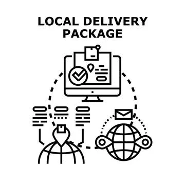Local delivery package logistic tracking and shipping service Stock Illustration