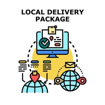 Local delivery package logistic tracking and shipping service Stock Illustration