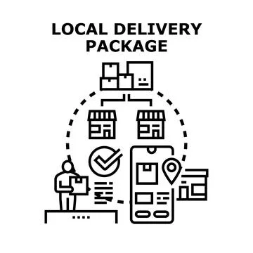 Local delivery parcel logistics and online shopping Illustrazione stock
