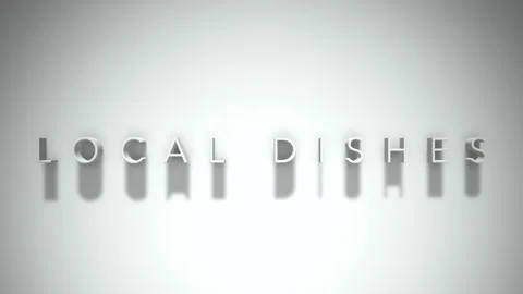 Local dishes 3D title animation with shadows on a white background Stock Footage 297906559