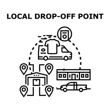 Local drop off point accepting parcels and clothing Stock Illustration