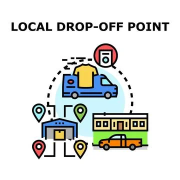Local drop off point accepting parcels and clothing Stock Illustration