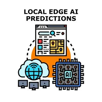 Local edge artificial intelligence making data predictions 스톡 일러스트