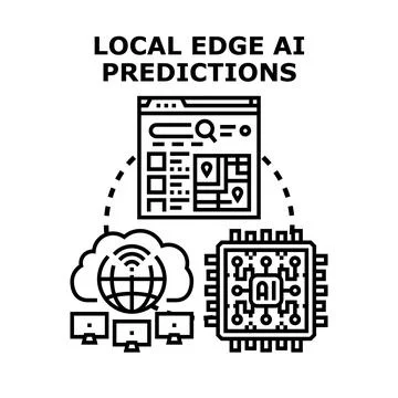 Local edge artificial intelligence making data predictions Stock Illustration