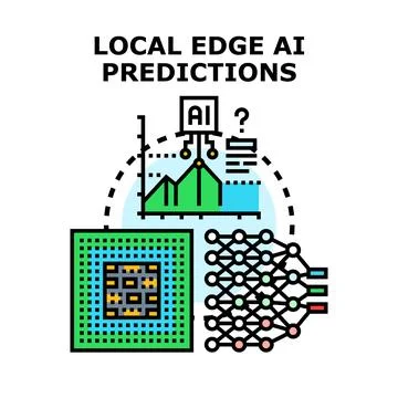Local edge artificial intelligence predictions concept computing Stock Illustration
