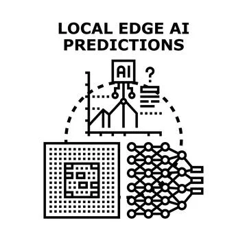 Local edge artificial intelligence predictions concept computing Stock Illustration