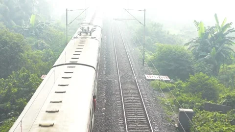 A local electric train on railway track of local train of Sealdah south. Stock Footage 261259071