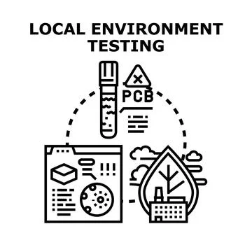 Local environment testing concept illustrating pollution assessment Stock Illustration