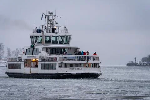 Local ferry arriving into port Stock Photos