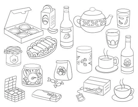 Local Food Product of West Java Line Art Stock-Illustration