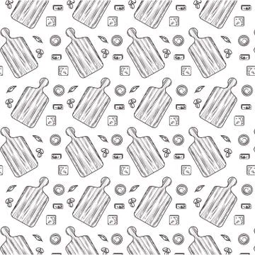 Local fresh food drawing pattern in color white background Stock Illustration