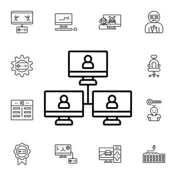 Local, game, multiplayer flat vector icon in esport pack Stock Illustration