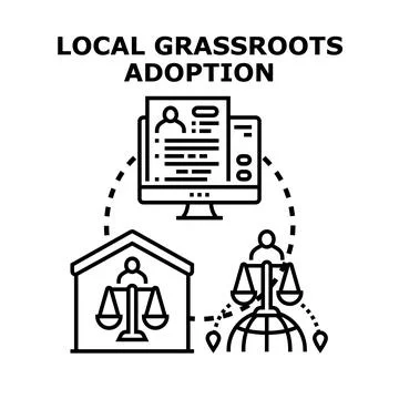 Local grassroots adoption process illustration with global reach Stock Illustration