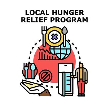 Local hunger relief program providing food assistance Stock Illustration