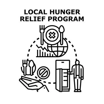 Local hunger relief program providing food assistance Stock Illustration