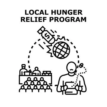 Local hunger relief program providing food assistance Stock Illustration