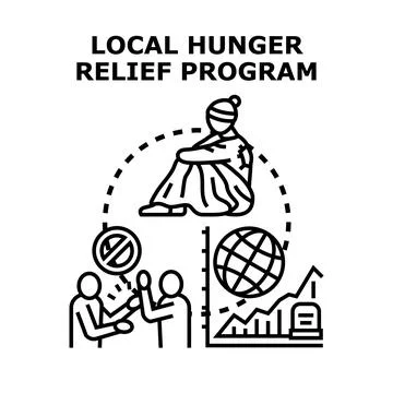 Local hunger relief program providing support to people in need イラスト素材